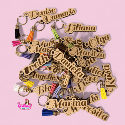 Personalized Engraved Wooden Name Keychain/ with Tassel