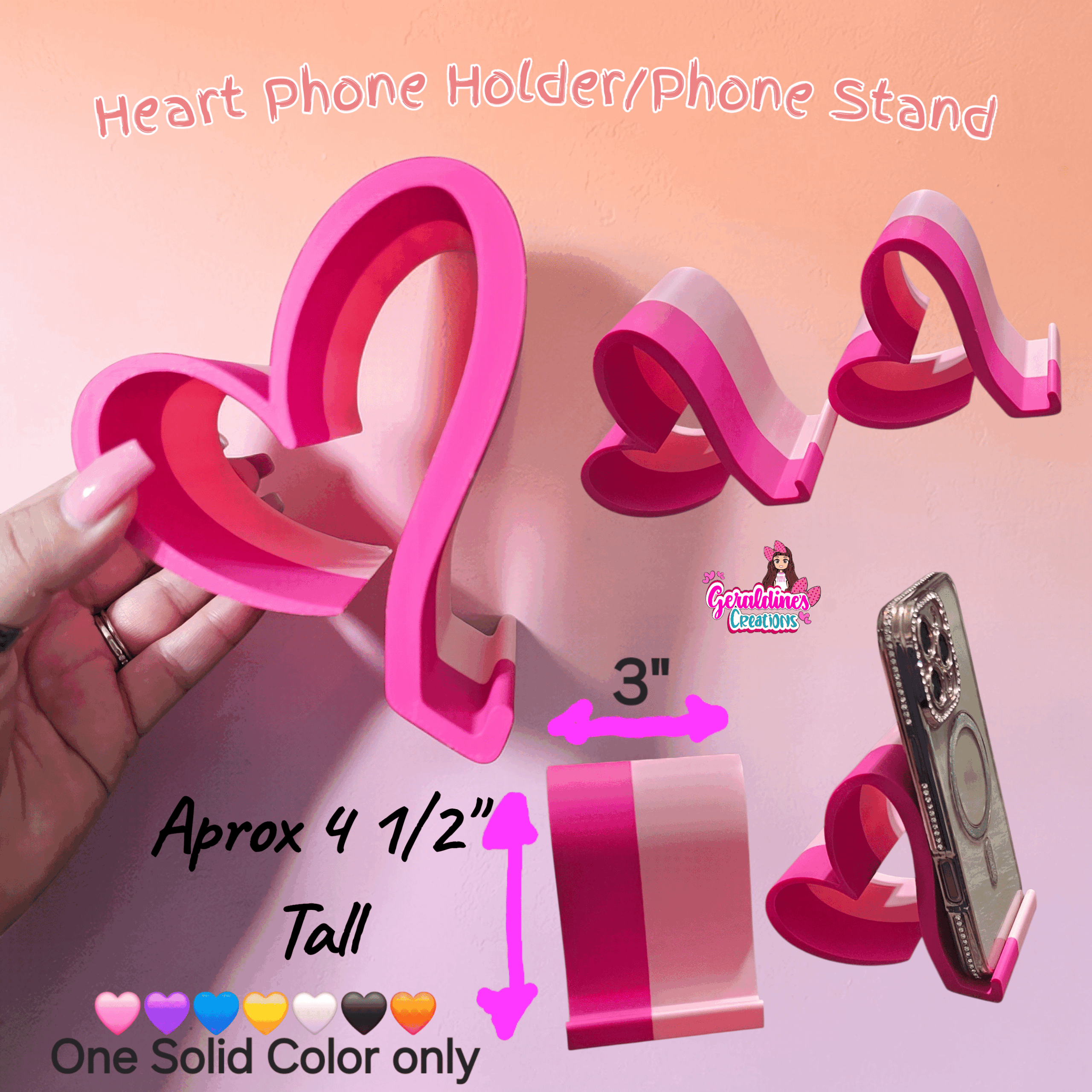 Heart 3D Printed Phone Stand - Image 2